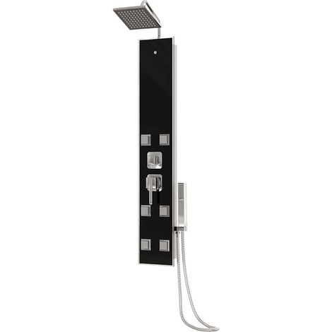Shower Panel Unit Glass 18x45.5x130 cm Black vidaXL