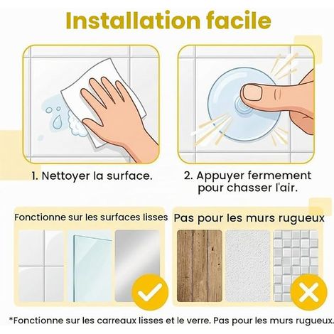 Filet Rangement Bain 37x37cm Blanc Organisateur Suspendu Ventouses (1/3)