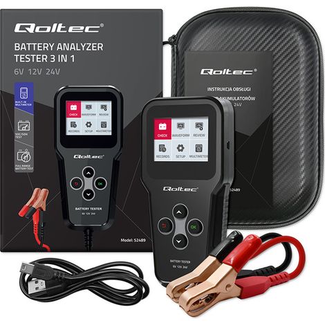 Qoltec 3-in-1 Digitaler Batterietester mit LCD Polnisches Menü 6V 12V 24V 10Ah-200Ah (1/5)