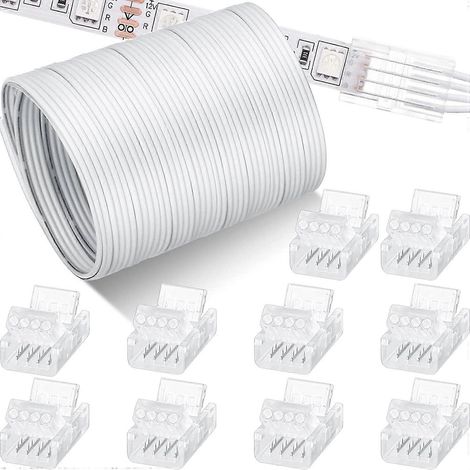 Câble d'extension RGB de 10 m (32,8 pi), connecteurs 4 broches de 10 mm pour ruban LED RGB (1/5)