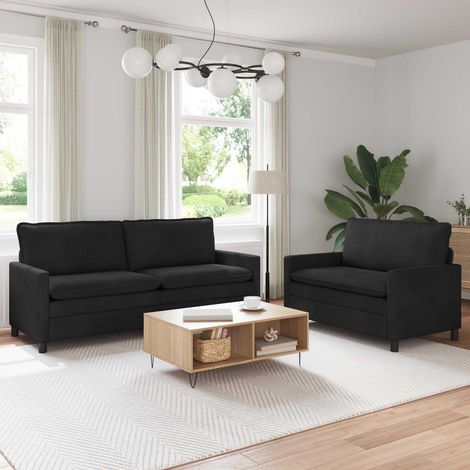 Juego de Sofá 2 pcs Negro Terciopelo