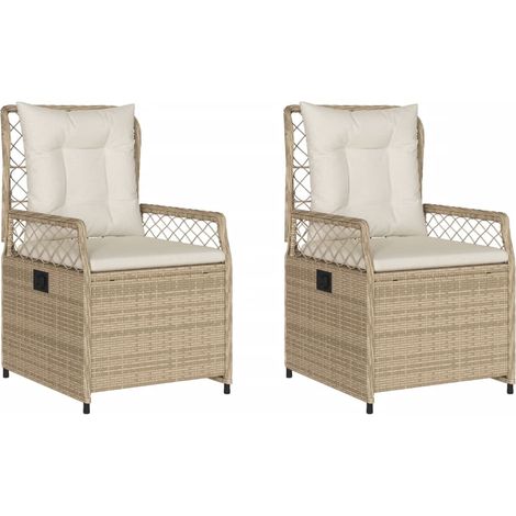 Maison Exclusive - Gartensessel 2 Stk. Verstellbar Beige Poly Rat