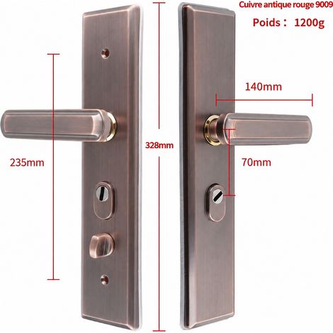 Serrure mécanique tubulaire avec longue poignée rouge bronze en acier inoxydable 304 304 1.2 kg 1,2 kg – Livraison gratuite