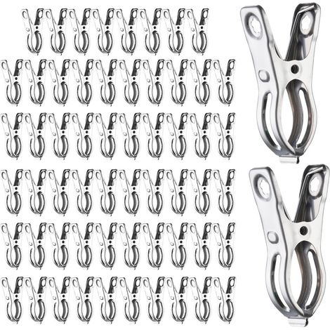 Pinces en acier inoxydable à forte adhérence de 5,8 cm, 60 pinces de serre de jardin, pour cerceaux de jardin de 1,27 cm à 2,54 cm (1/5)