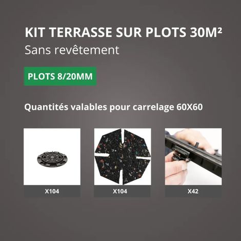 JOUPLAST - Kit per terrazza 30 m² - Supporti regolabili 8/20 mm