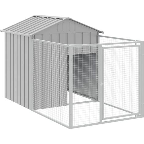 Caseta para perros con patio luminoso 117 x 201 x 123 cm gris 020043494