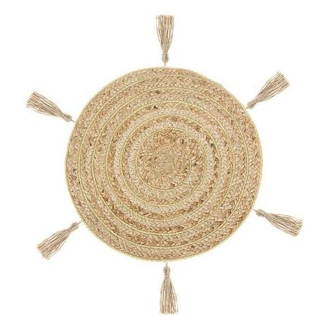 Jute-Tischset mit Pompons für einen Teller, Durchmesser 38 cm (1/3)