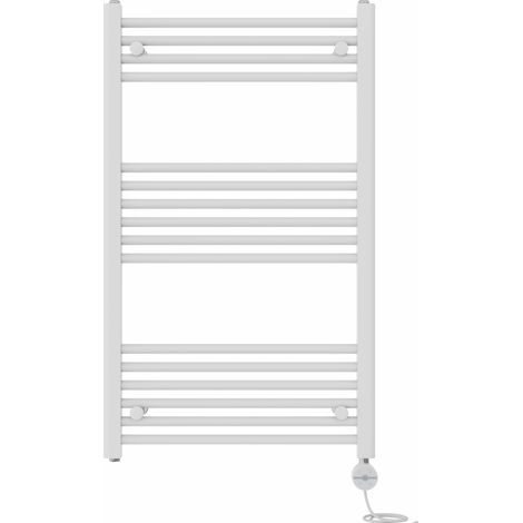 NRG Prefilled Thermostatic Electric Straight Heated Towel Rail Radiator 1000 X 600mm White (1/5)