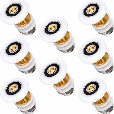 Lot De 8 Roulettes Coulissantes Porte Douche 25 Mm Roulements Poulie Excentrique Compatible (1/4)