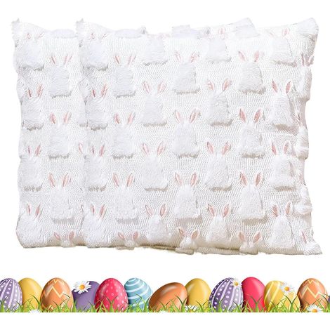 Housses de Coussin de Pâques Housse 45x45 Cm À Motif Lapin Printemps Lot de 2 Housses de Coussin Décoratives pour Canapé Fauteuil Salon Chambre Maison Jardin Terrasse Fêtes et Décoration (1/5)