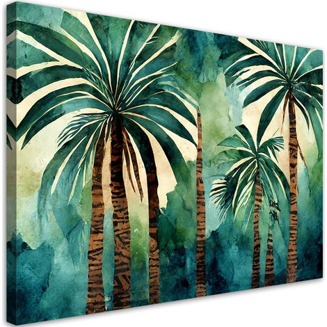 Tableau déco Palmier Jungle Abstrait Aquarelle 60x40 (1/5)