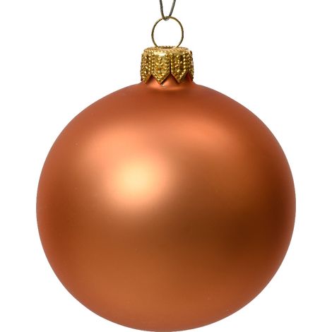 Box Da 6 Palline Di Natale In Vetro Opaco Colore Rame Rosso 6Cm