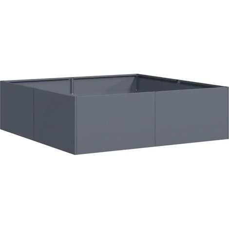 Jardinière carrée moderne balcon jardin 100 x 100 x 30 cm avec fond ouvert esthétique en acier anthracite (1/5)