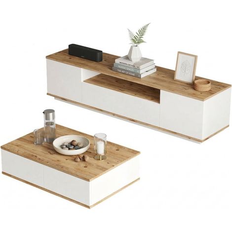 Nepi Wohnzimmerset, modular, 4 Regale, 3 Türen, Eiche Dunkelbraun