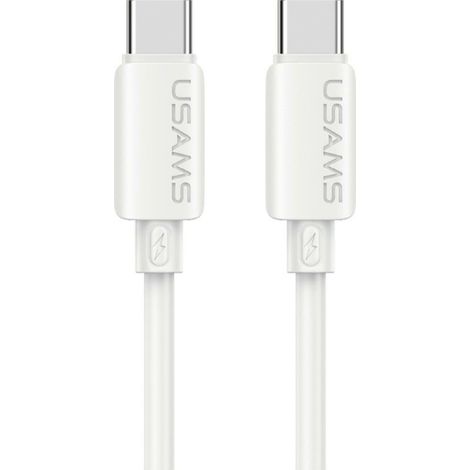 Cable USB-C a USB-C de silicona USAMS U98 de 60 W y 3 A para carga rápida, color blanco. (1/5)