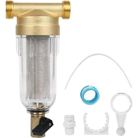 Filtre Fin Rinçable, Pré-Filtre, Filtre à Eau du Robinet, Filtre à Sédiments Pré-Filtre, Filtre à Eau à Sédiments Rotatif, pour Filtre à Sédiments pour Tuyau d'eau de Puits (1/2 ") (1/5)
