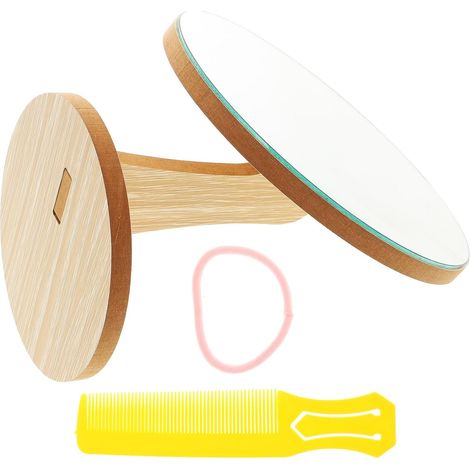 Miroir de Maquillage Rond en Bois, Rotatif, Angle Réglable (1/5)