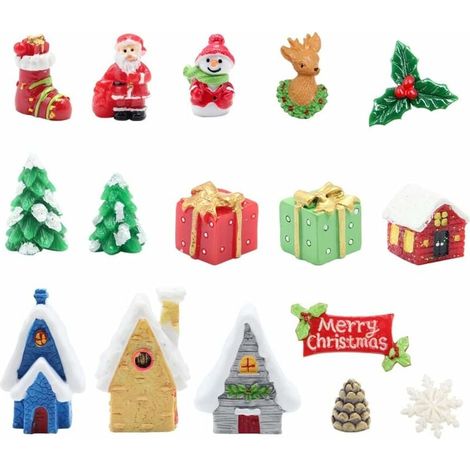 Kit Ornements De Noël Miniatures - 16 Pièces Figurines Festives Pour Arbre Maison Jardin Bureau - Décoration Intérieure Extérieure