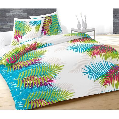 Parure de lit Tropical Bleu 240 x 220 cm