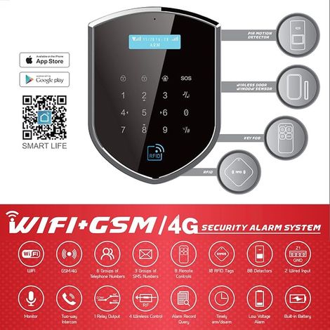 WT4R-W03 Wireless Home Alarm WiFi GSM/4G Connected (1/3)