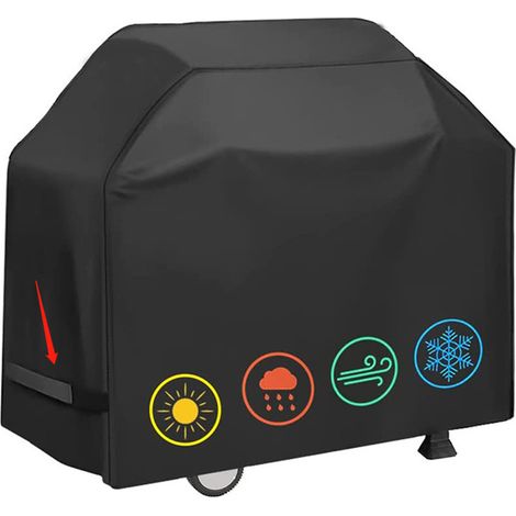 Housse pour barbecue/grill Teppanyaki – Housse de barbecue d'extérieur en tissu Oxford 210D – Coupe-vent, résistante au soleil et imperméable – Convient à la plupart des barbecues (145 x 61 x 117 cm) (1/5)