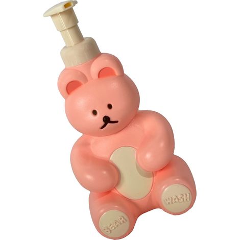 Pompe à savon mousse en forme d'ours, grande capacité, idéale pour le visage, le corps et les mains, rose (1/5)
