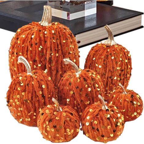 Citrouilles De Décoration - Citrouilles Décoratives Halloween Décoration Automne Intérieure Ensemble Déco Maison Action de Grâce pour Pièces Fête Récoltes Intérieur Extérieur Bureau Salon