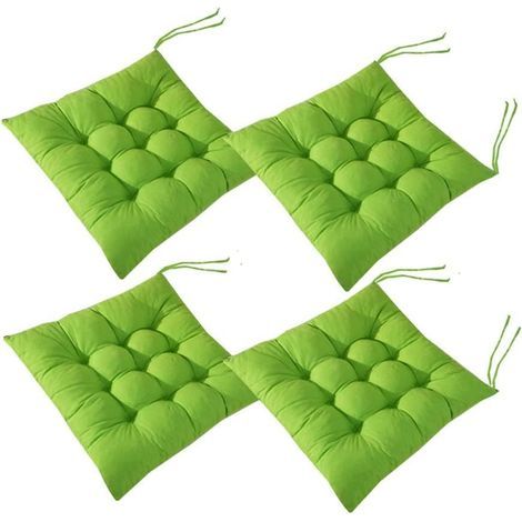 4 Coussins de Chaises Carrés 40x40 Coussins de Siège Décoration Maison Coussin Mat Matelassée,Confortable et coloré - Idéal pour intérieur et extérieur (Vert) (1/5)