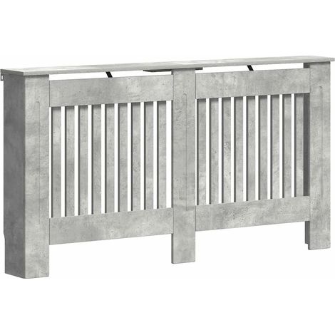 Cubrerradiadores moderno estético con almacenamiento 152 x 19 x 81 cm de madera contrachapada gris hormigón 020053140 (1/5)