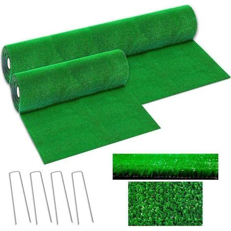 Gazon synthétique crypté, tapis de gazon artificiel en plastique, faux gazon pour jardin d'enfants, balcon, école, pelouse verte 2 x 3 m (1/4)