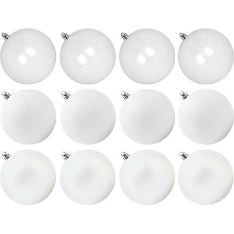 12 boules Noël géantes blanc 10 cm (1/5)