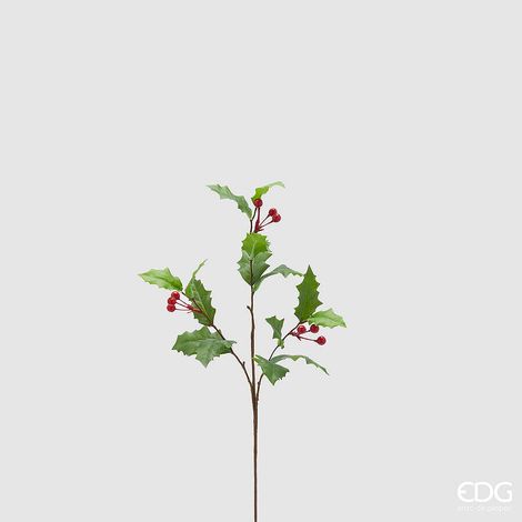 EDG Enzo De Gasperi Ramo Agrifoglio Natalizio con Bacche H 60 Cm Verde Rosso (1/3)