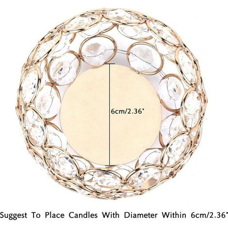 Bougeoirs en Cristal doré Lot de 2 Bougies Chauffe-Plat Bol en métal Luxueux candélabre 12 cm de Haut bougeoir Ornements pour noël Salon centres de Table de Mariage (Grand) (1/5)