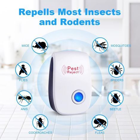 Répulsif Ultrason Anti-Rongeurs Insectes,Repulsif Moustique,Repulsif Anti Mouches Electrique Appareil Répulsif Souris Interieur,Moustique,Cafard,Fourmi,Araignée,100% Inoffensif (4 Paquets) (1/3)
