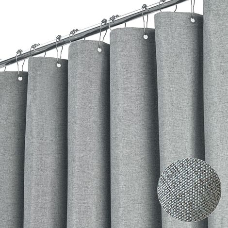 Cortina de ducha de tela con gancho metálico, 180 x 200 cm, apta para baños y bañeras, gris oscuro. (1/5)