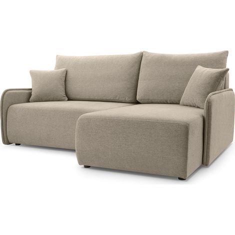 Selsey Netarro - Ecksofa mit Schlaffunktion, Bettkasten und Chenille-Bezug, dunkelbeige, rechts (1/5)