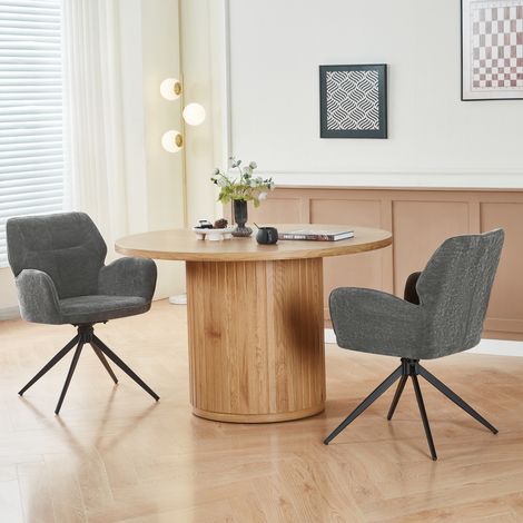 Sillas comedor giratorias chenilla 2 unidades OKMYHOME (1/5)