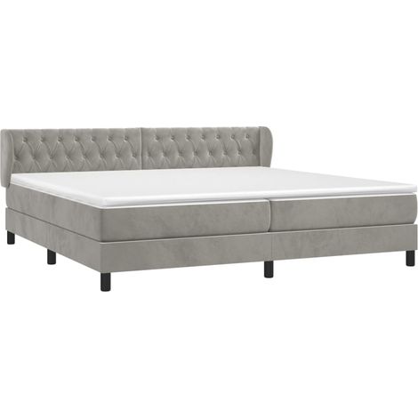 Sommier à lattes de lit et matelas Gris clair 200x200cm Velours vidaXL