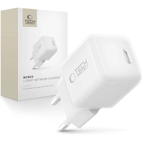 Tech-Protect NCM25 USB-C PD 25W Wandladegerät – Weiß