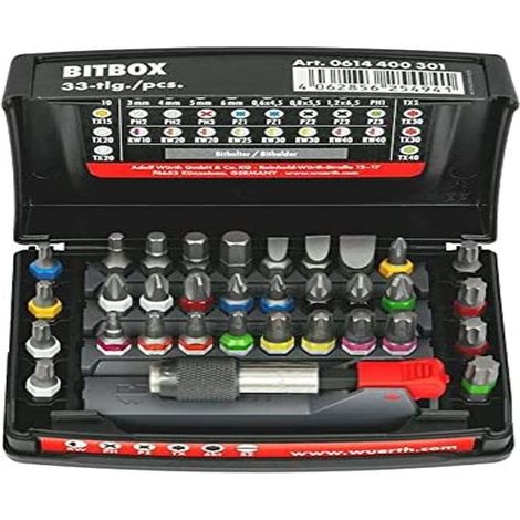 Würth Bitbox 0614400301 - Set di punte per trapano magnetiche, 33 pezzi