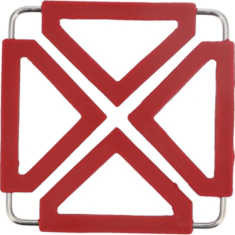 Dessous de plat en silicone, dessous de plat en acier inoxydable, dessous de plat antidérapant, isolation thermique, dessous de plat pliable, set de table pour casseroles et bols chauds (rouge) (1/5)