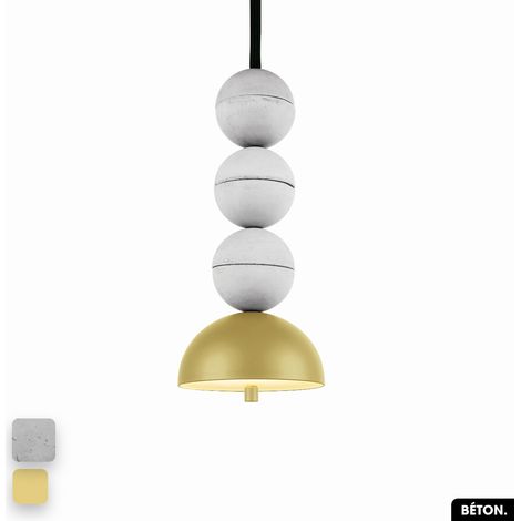 Lampe de suspension en béton - BOSFOR CONCRETE BLANC - CITRON 3 BALLES LED 14W (1/2)