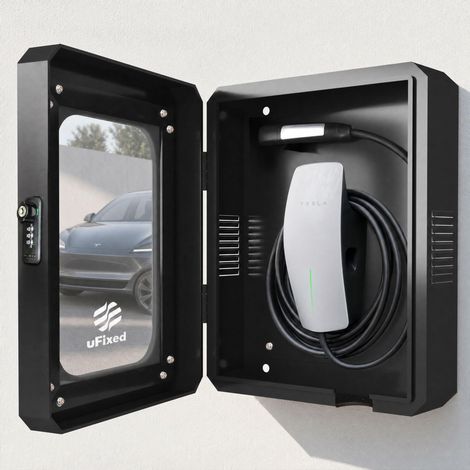 Boîtier de protection extérieur pour chargeur EV - Compatible et - Résistant aux intempéries - Fenêtre de visualisation - Avec serrure - Installation facile (1/5)