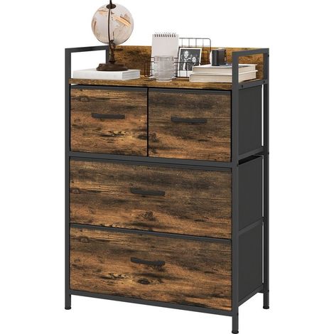 Furniture of storage style industrial dresser 4 drawers in fabric foldable and removable and 1 shelf - 60 x 29 x 85 cm (1/5)