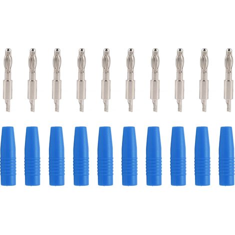 Lot de 10 fiches banane 4mm à souder, connecteur mâle 22.040 pour multimètre, fils de test et enceinte, bleu (1/5)