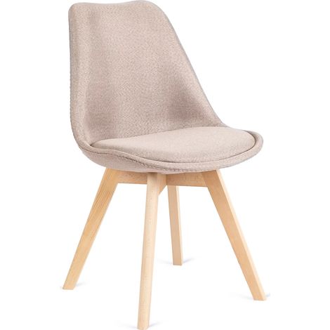 Chaise de salle à manger scandinave Nevel beige rembourrée (1/5)