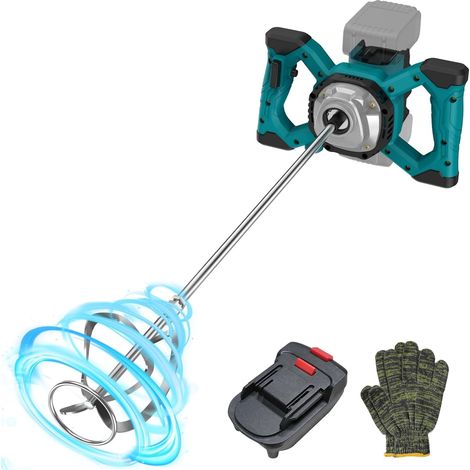 Mélangeur à mortier, à ciment, sans câble, pour batteries et, bétonnière portable, foret mélangeur 6 vitesses 21 V, appareil de perçage et de mélange 1000 W pour boue, mortier (1/5)