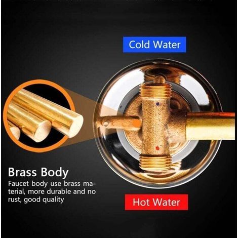 Robinet mélangeur thermostatique en laiton pour eau chaude et froide, Mélangeur de Salle de Douche Vanne de Mélange d'eau Chaude et Froide Mélangeur (1/3)