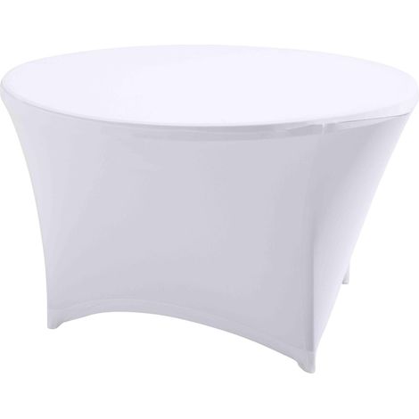 Oviala – Nappe housse élastique blanche pour table ronde 150 cm – Elasthane et polyester – Lavable en machine – Usage professionnel intensif