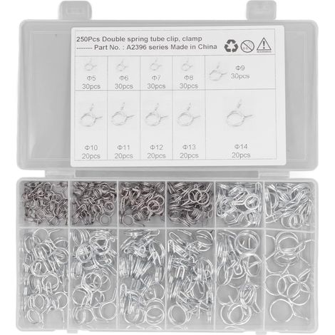 Collier de Serrage pour Tuyau d'irrigation, 250 Pinces à Ressort pour Tube de Tuyau à Double Fil, Solution pour Fuite de connecteur de kit d'irrigation Goutte à Goutte (1/5)